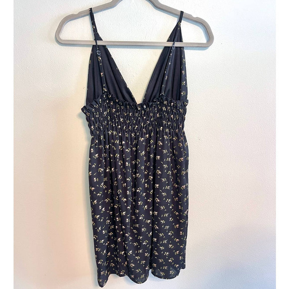 Shein Floral Print Smocked Waist Mini Dress | Black Size M - Picture 6 of 6
